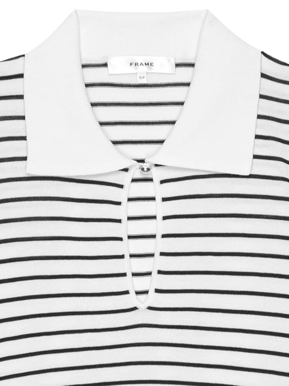 FRAME striped keyhole polo top - Beige