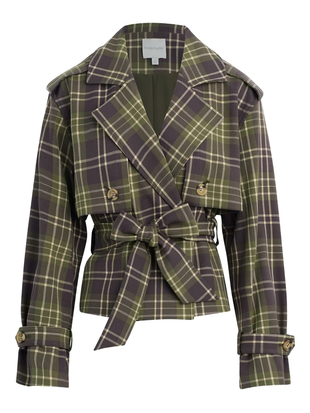 Favorite Daughter plaid-pattern belted jacket | Green | Image 1