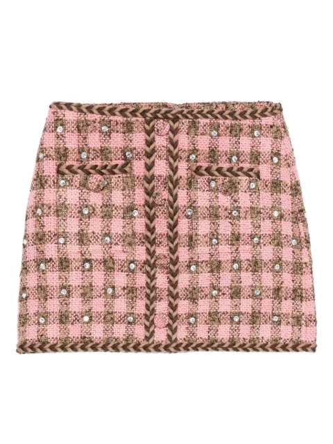 Giuseppe Di Morabito Gingham crystal-embellished mini skirt