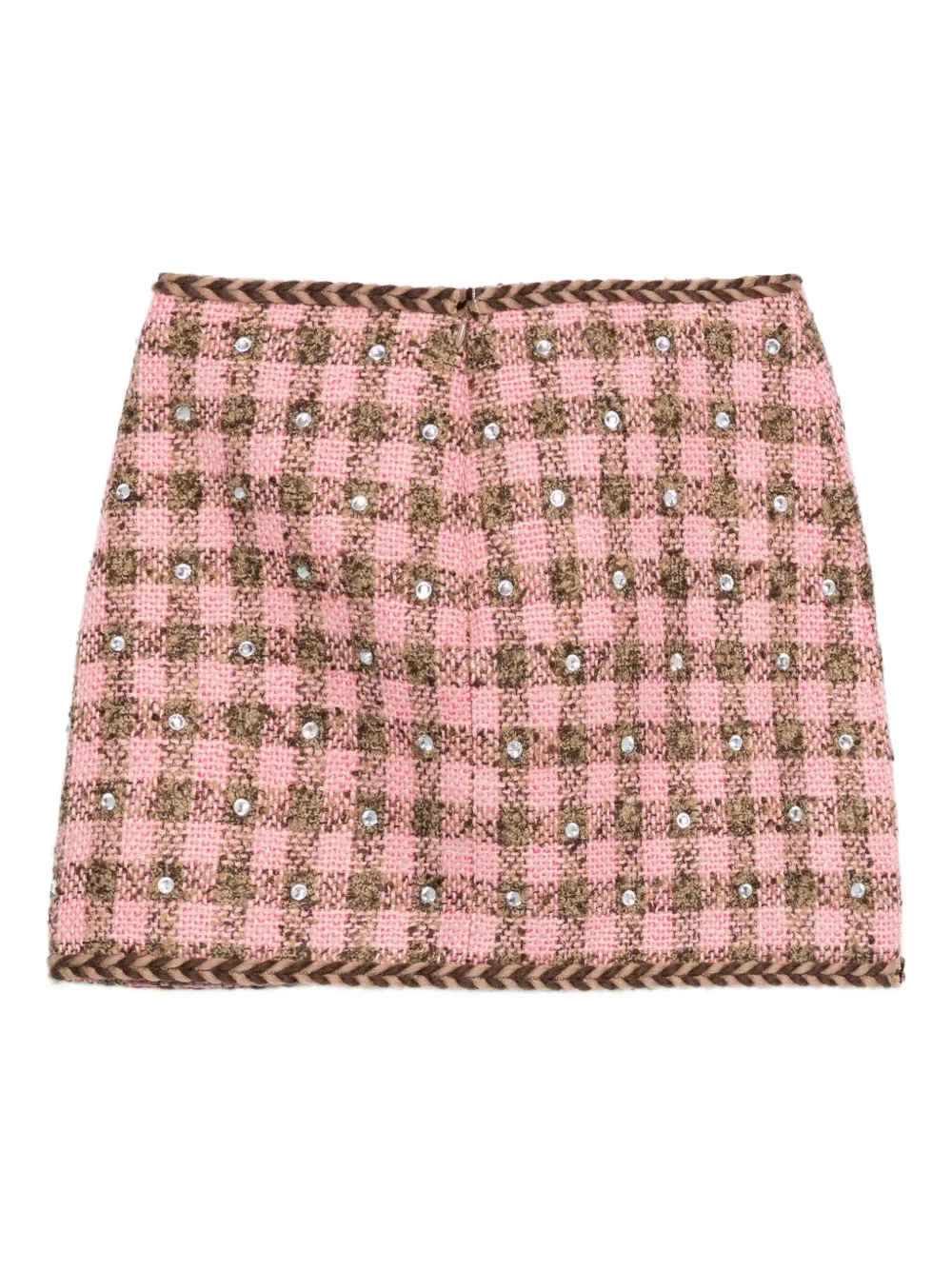 Giuseppe Di Morabito Mini-rok verfraaid met kristallen en gingham-ruit - Roze