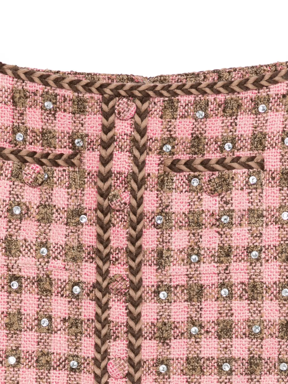 Giuseppe Di Morabito Gingham Crystal-embellished Mini Skirt In Multi