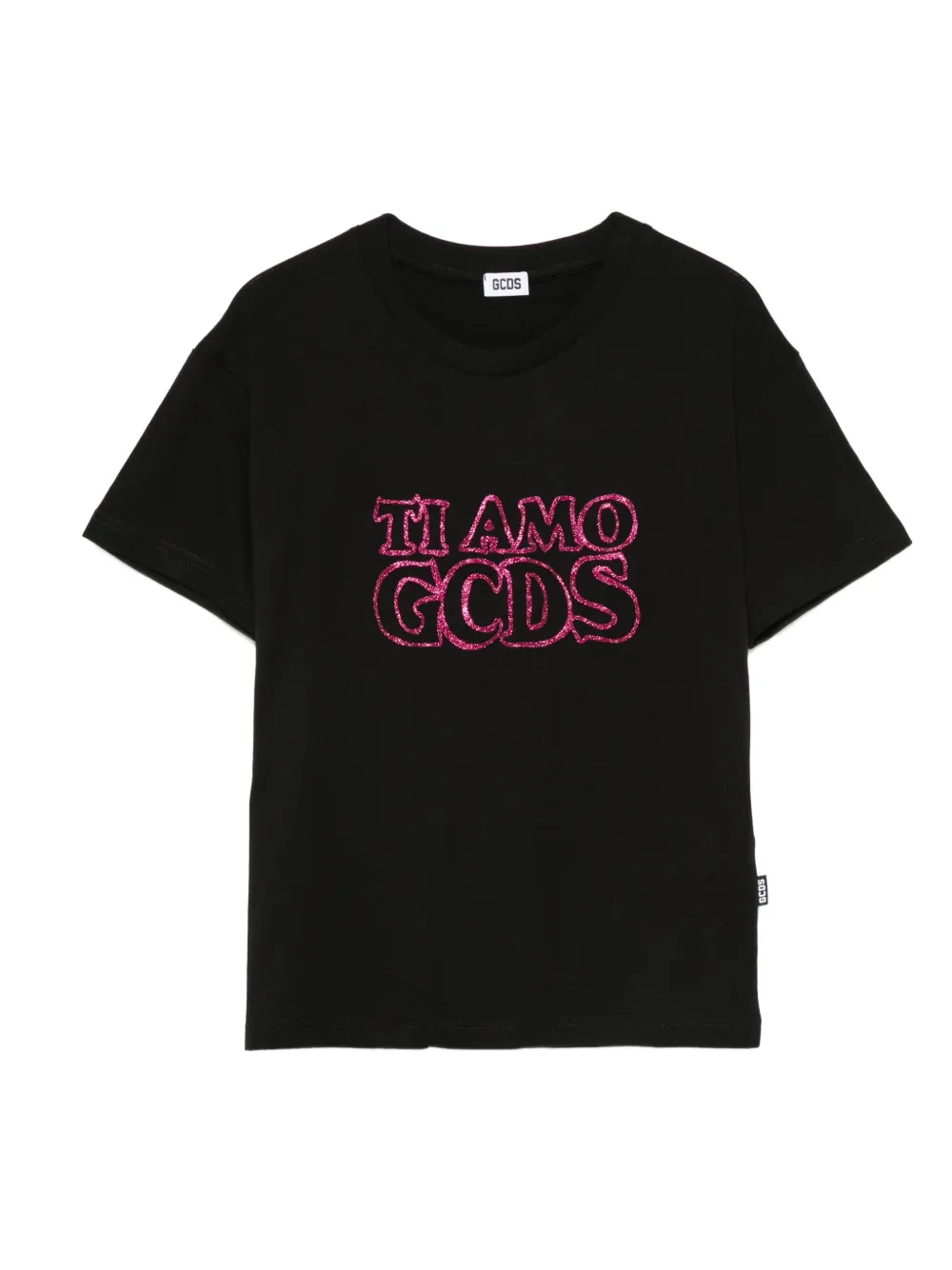 Gcds Kids glitter-embellished cotton T-shirt Zwart