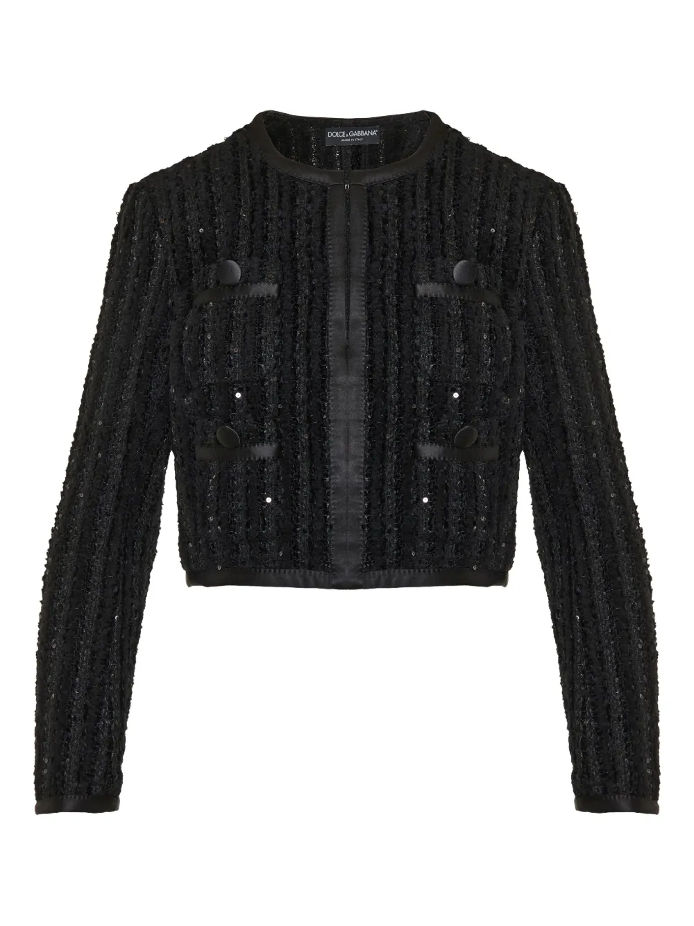 Dolce & Gabbana Sequin-embellished Tweed Jacket In Black
