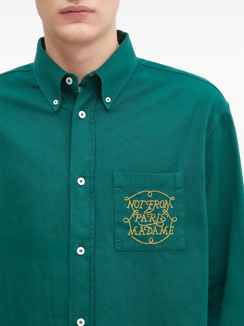 Drôle De Monsieur Overhemd met borduurwerk Groen