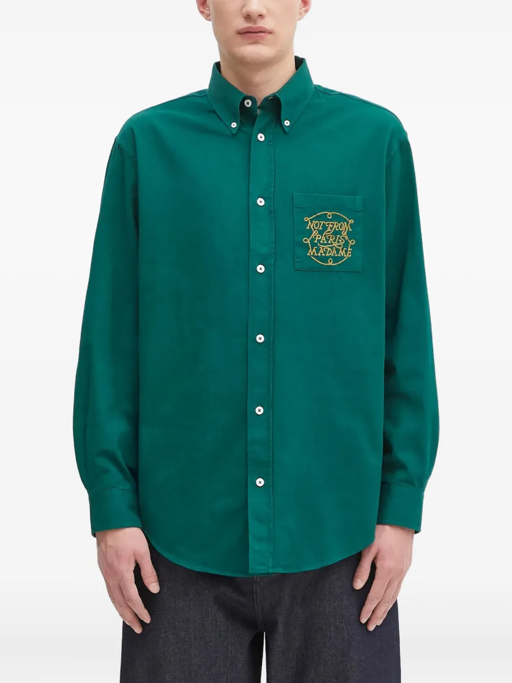 Drôle De Monsieur Overhemd met borduurwerk Groen