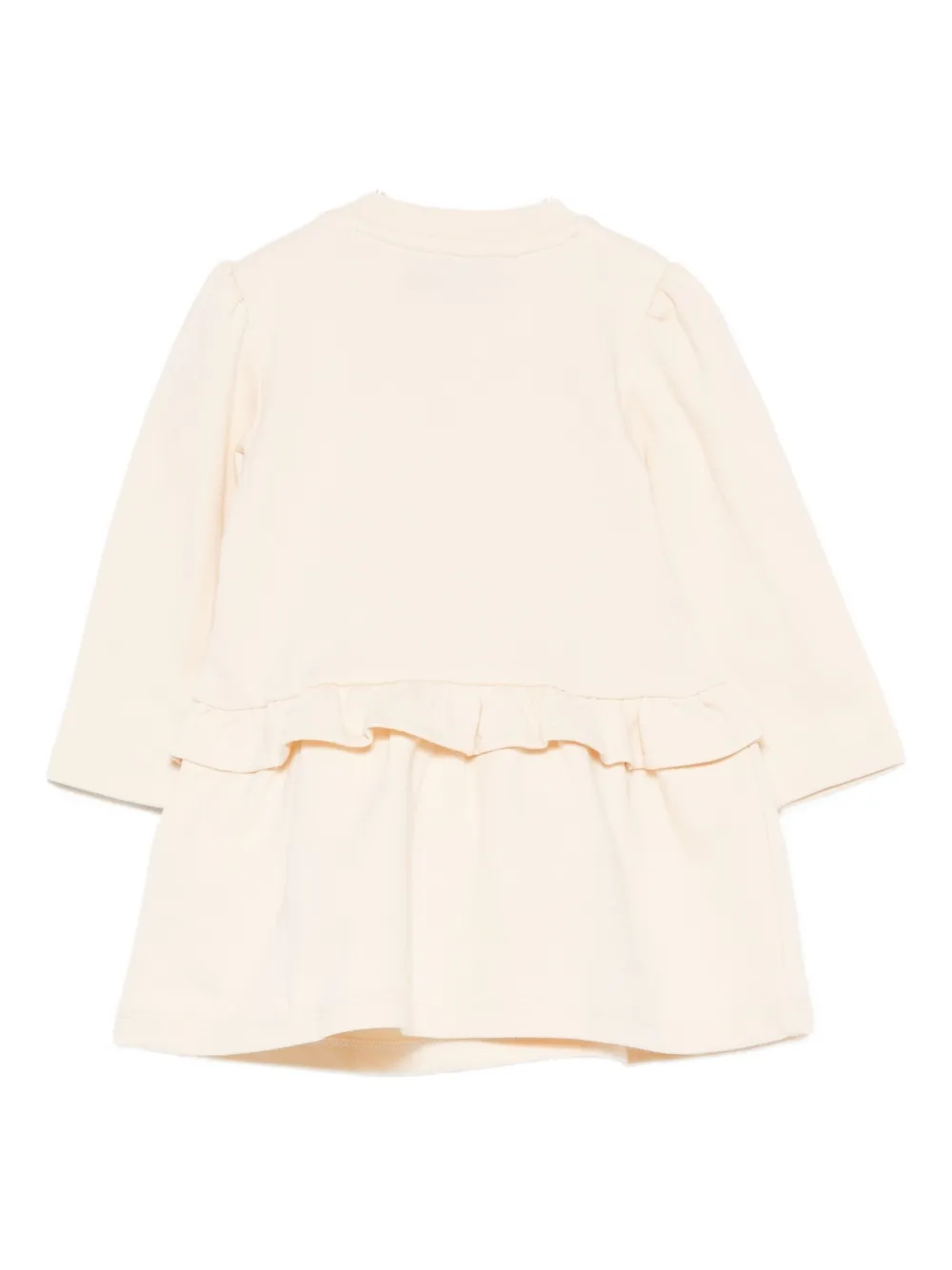Moschino Kids embroidered ruffled dress Beige