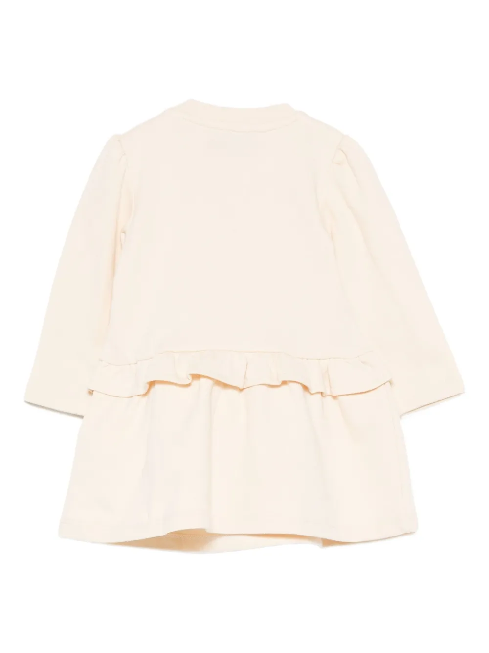 Moschino Kids embroidered ruffled dress - Beige