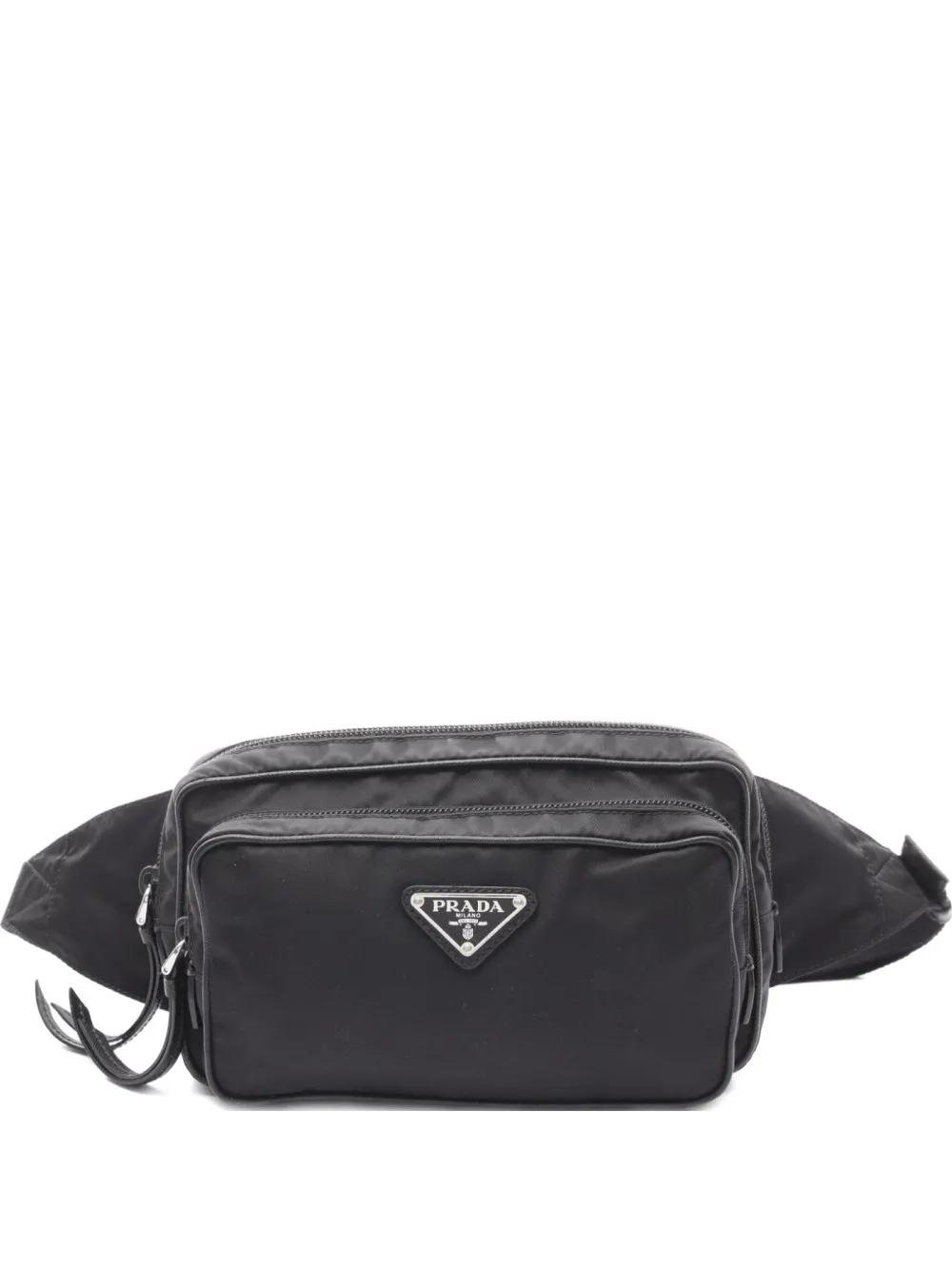 Pre-owned Prada 00s Small Logo-plaque Belt Bag In Black