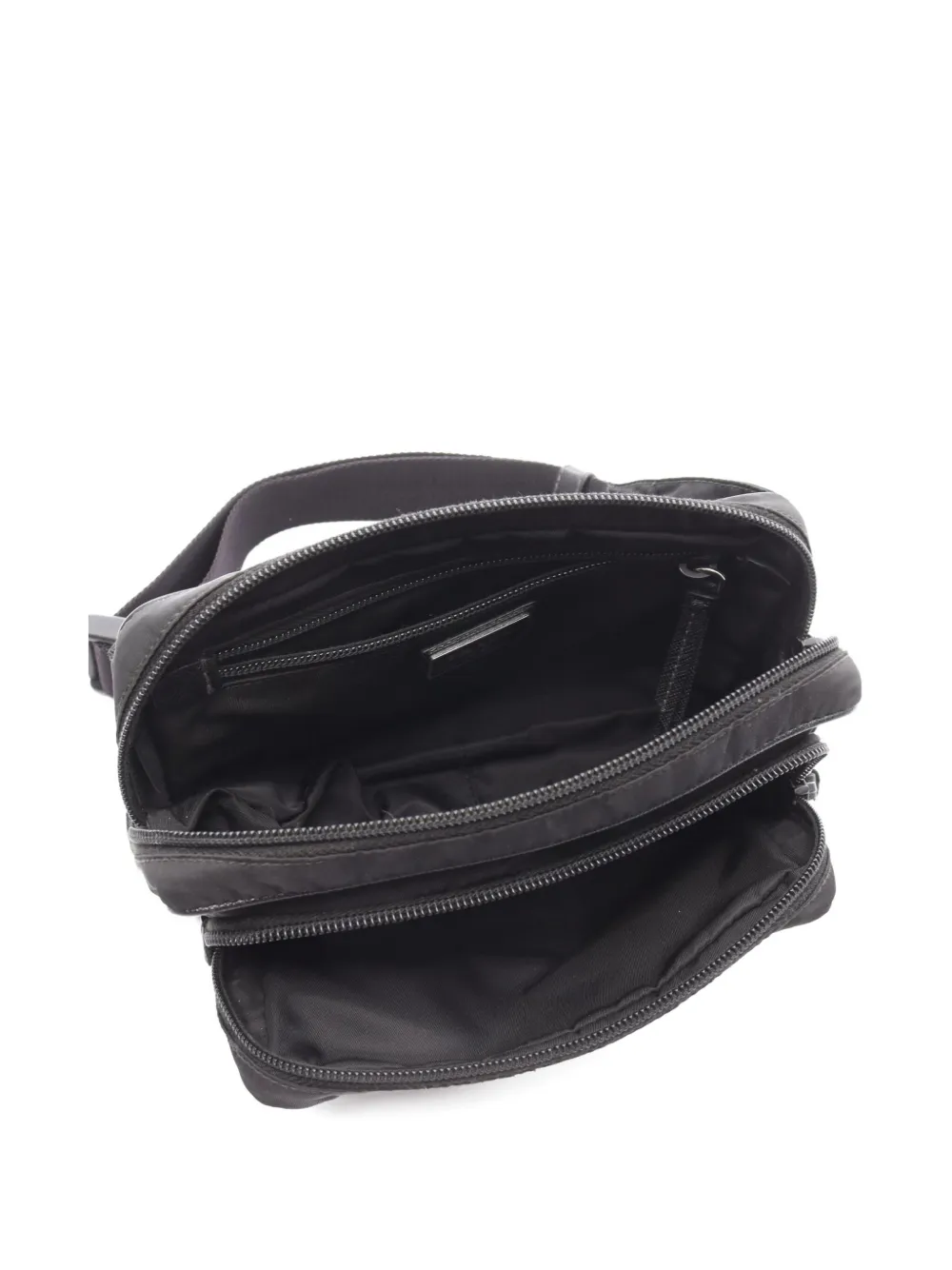 Pre-owned Prada 00s Small Logo-plaque Belt Bag In Black