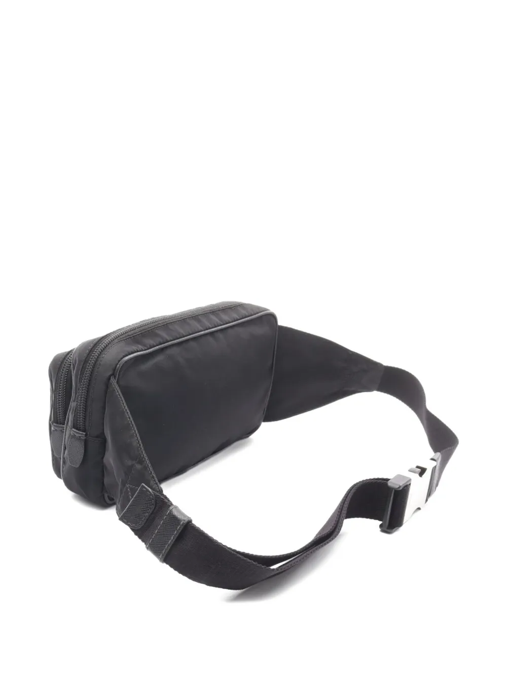 Pre-owned Prada 00s Small Logo-plaque Belt Bag In Black
