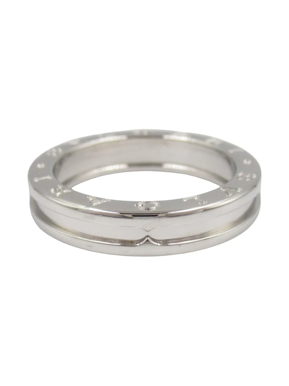 Pre-owned Bvlgari 18k White Gold B-zero Ring In Silver