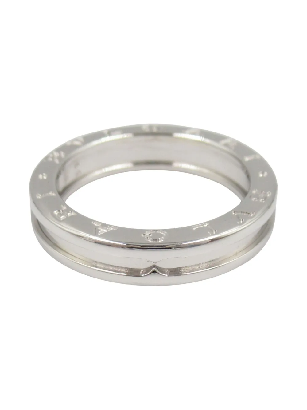 Pre-owned Bvlgari 18k White Gold B-zero Ring In Silver