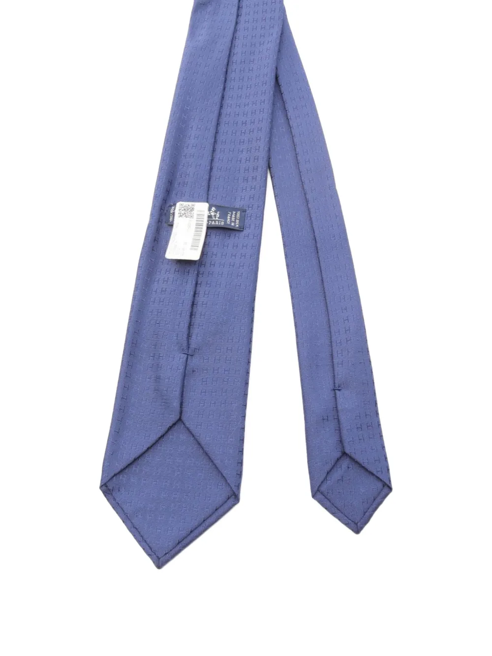Pre-owned Hermes 20s H-pattern Silk Tie In Blue