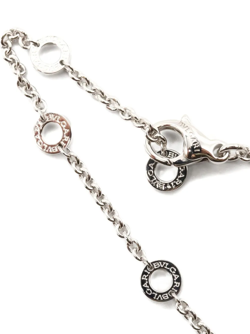 Pre-owned Bvlgari 10s 18k White Gold Parentesi Diamond Necklace In Silver