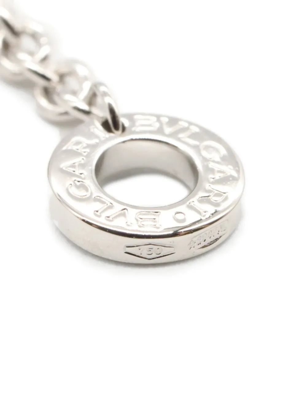 Pre-owned Bvlgari 10s 18k White Gold Parentesi Diamond Necklace In Silver