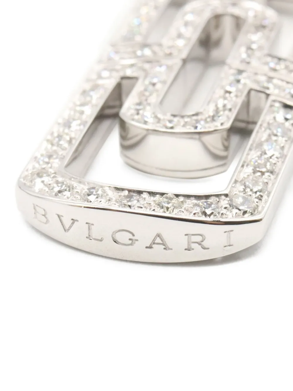 Pre-owned Bvlgari 10s 18k White Gold Parentesi Diamond Necklace In Silver