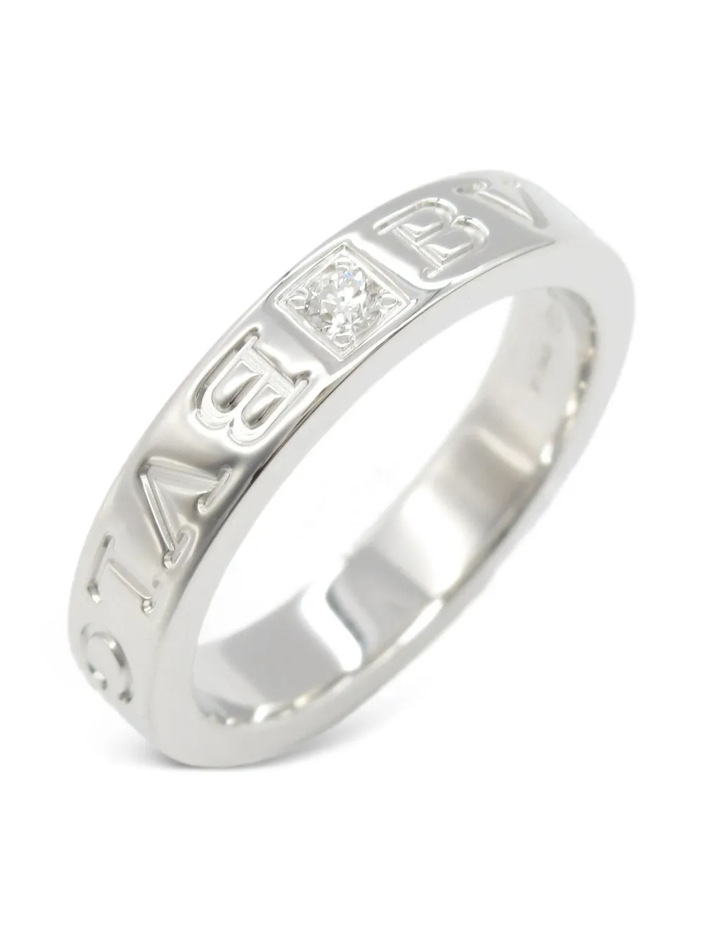 Pre-owned Bvlgari 2010s 18k White Gold B-zero1 Diamond Ring In Silver