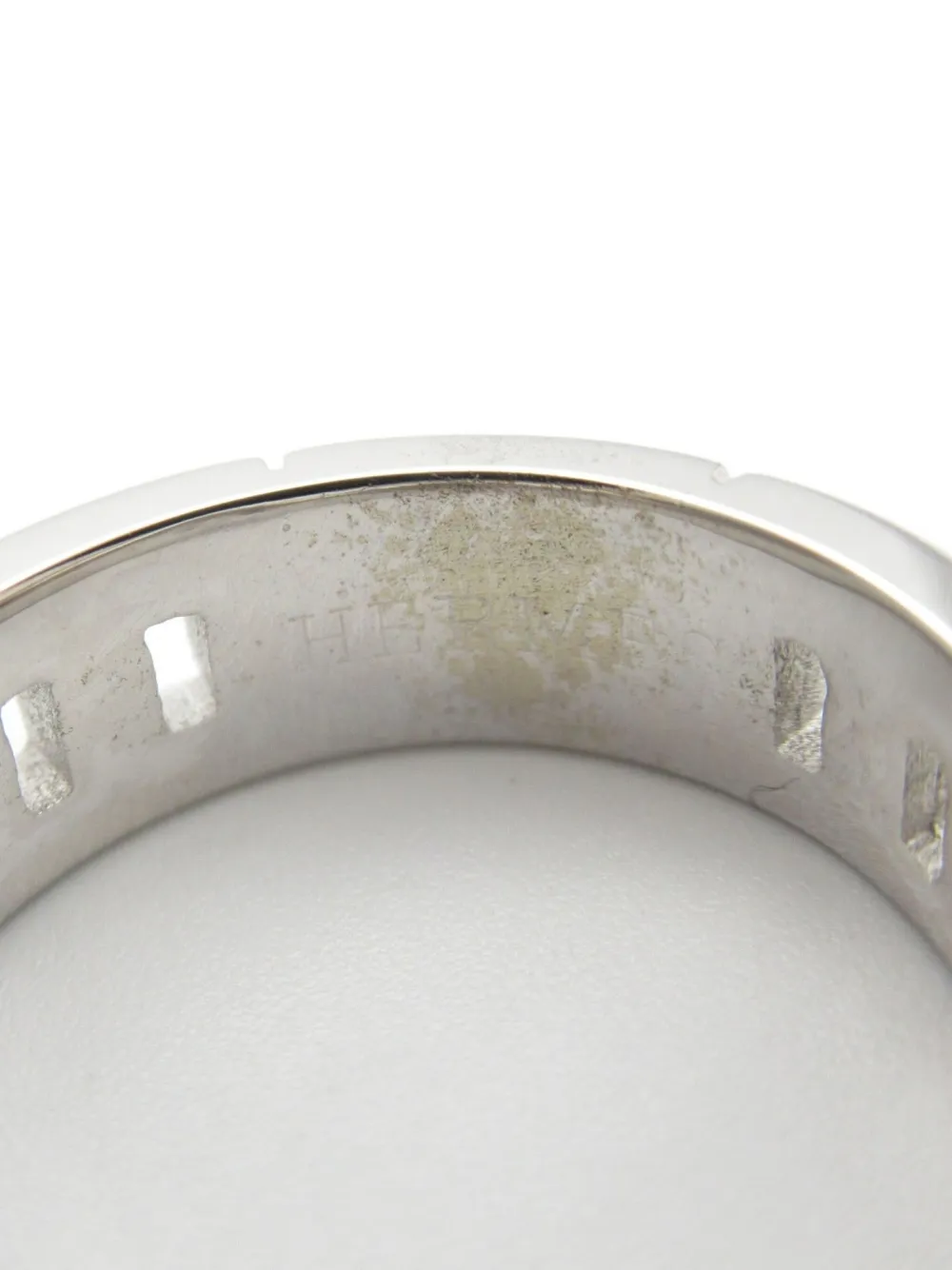 Pre-owned Hermes 2010s 18k White Gold Hercules Ring In Gray