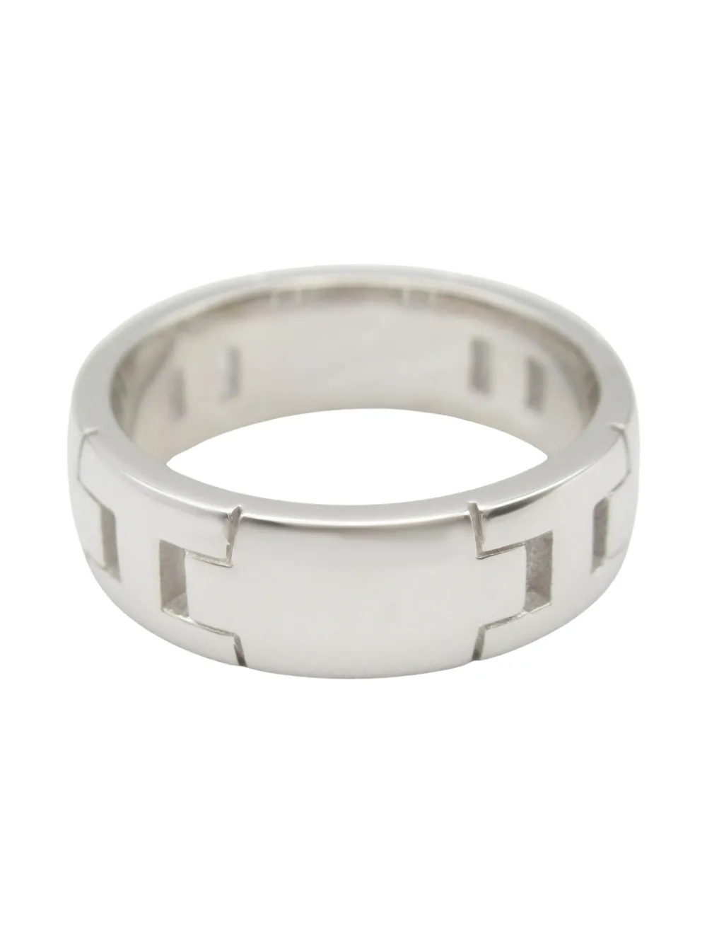 Pre-owned Hermes 2010s 18k White Gold Hercules Ring In Gray