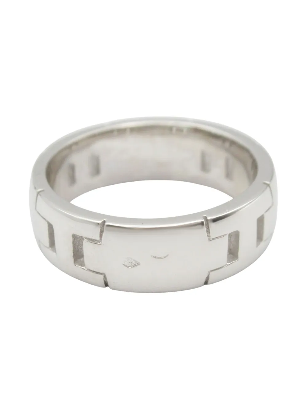 Pre-owned Hermes 2010s 18k White Gold Hercules Ring In Gray