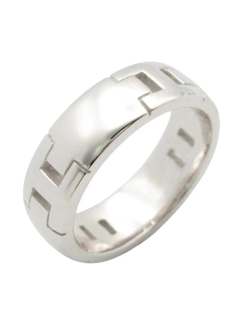 Pre-owned Hermes 2010s 18k White Gold Hercules Ring In Gray