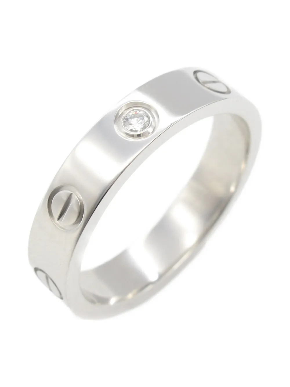 Pre-owned Cartier 2010s 18k White Gold Mini Love Ring In Silver