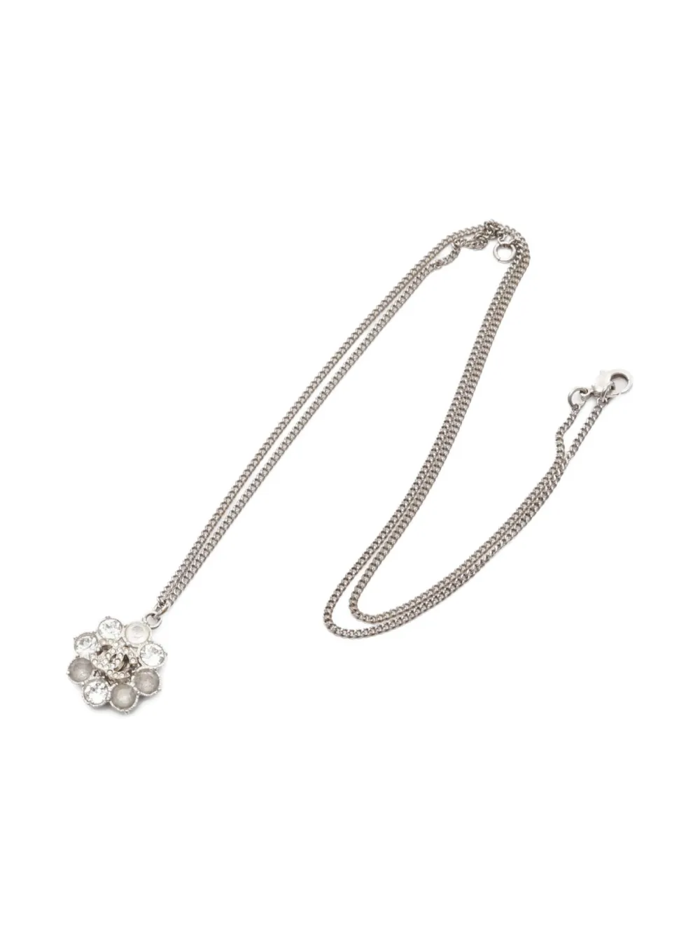 CHANEL Pre-Owned 1986-1988 Coco Mark rhinestone flower necklace | Grey | Image 1
