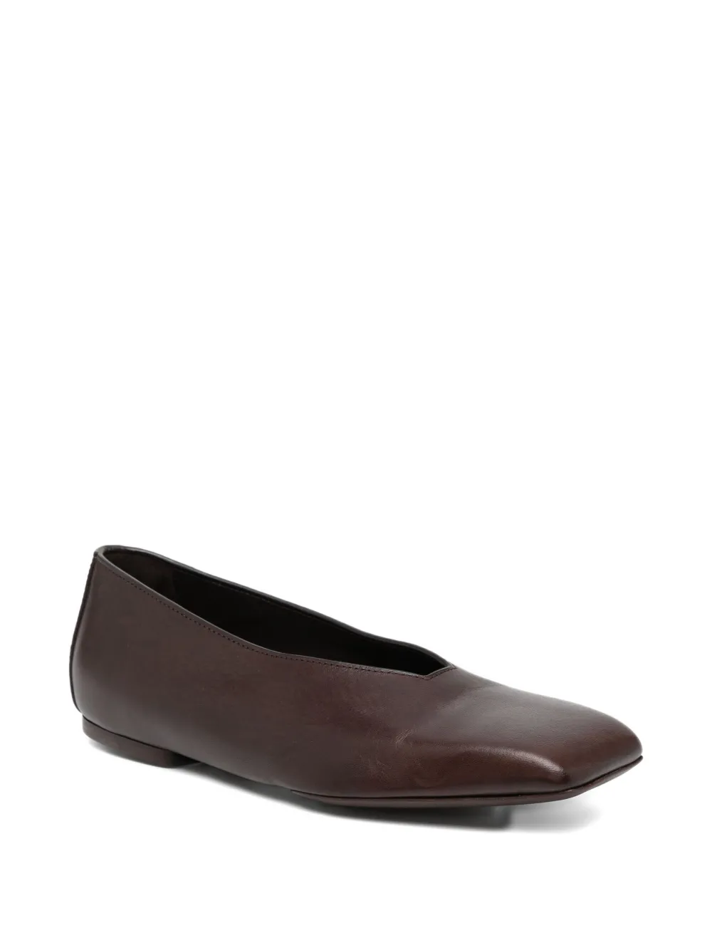 Rick Owens Leather Ballet Flats In Brown