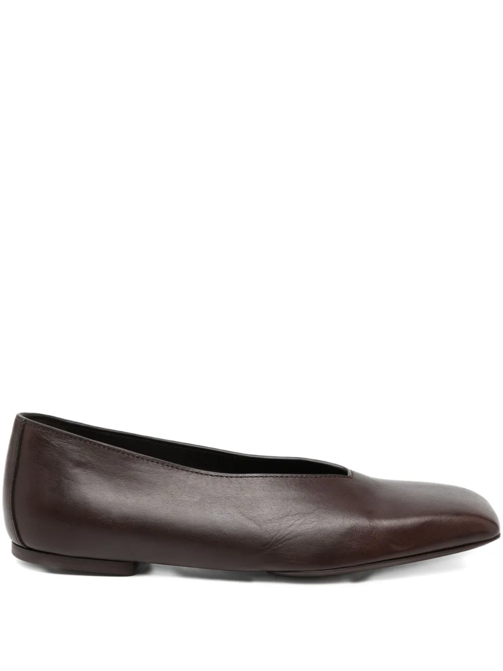 Rick Owens Leather Ballet Flats In Brown