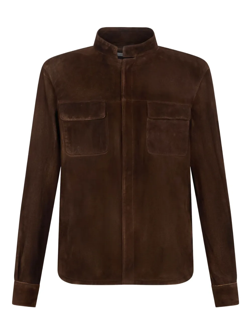 Boglioli suede pocketed shirt jacket Bruin