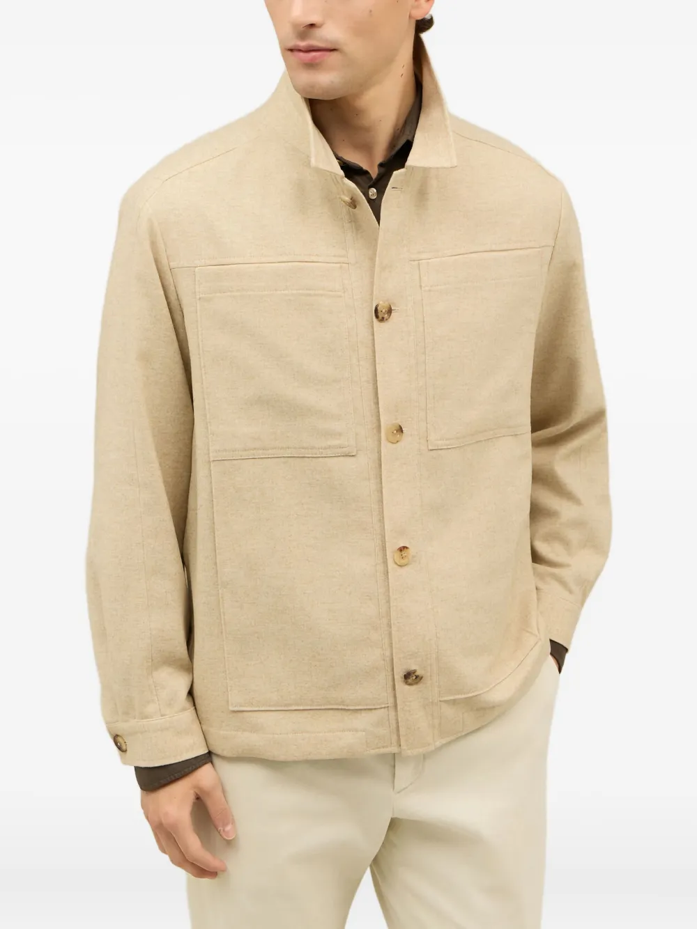 Boglioli Jack met opgestikte zak Beige