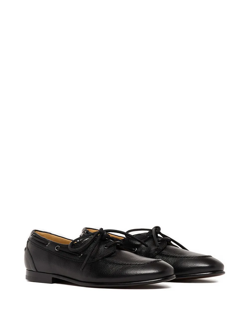 Scarosso Ginevro leather lace-up boat shoes - Zwart