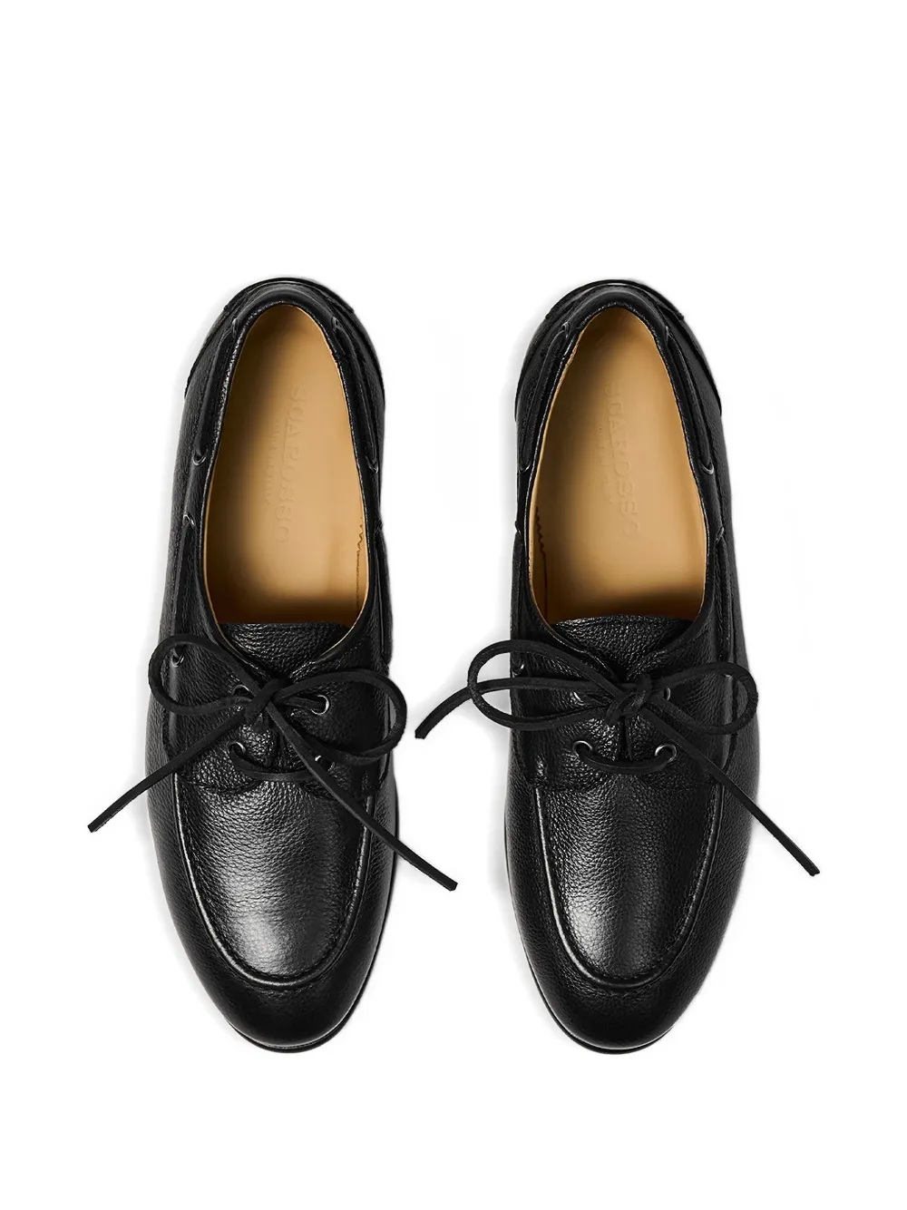 Scarosso Ginevro leather lace-up boat shoes Black