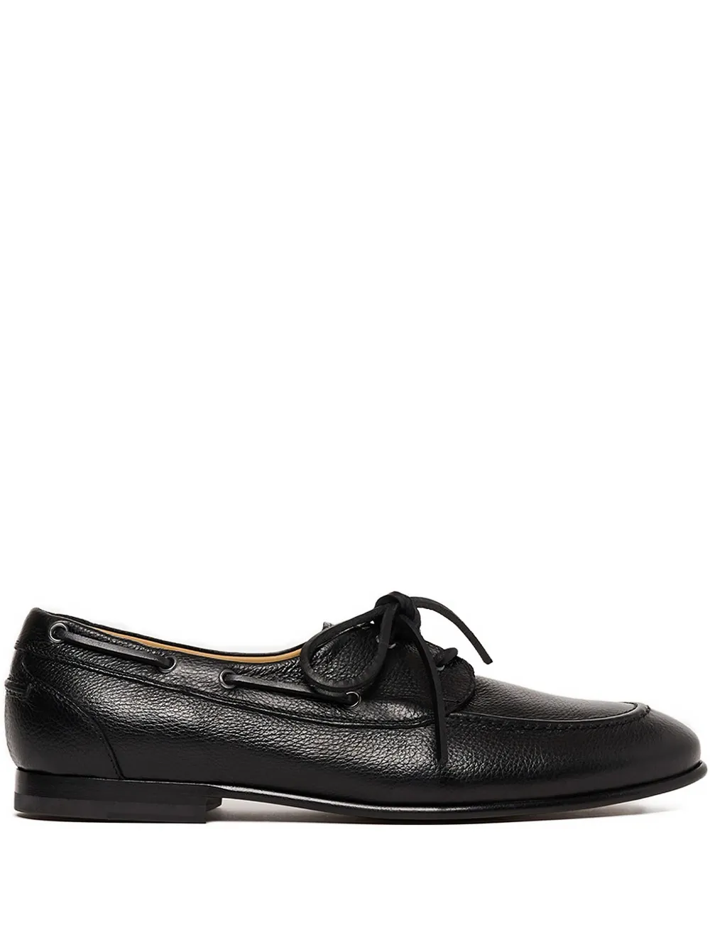 Scarosso Ginevro leather lace-up boat shoes Black