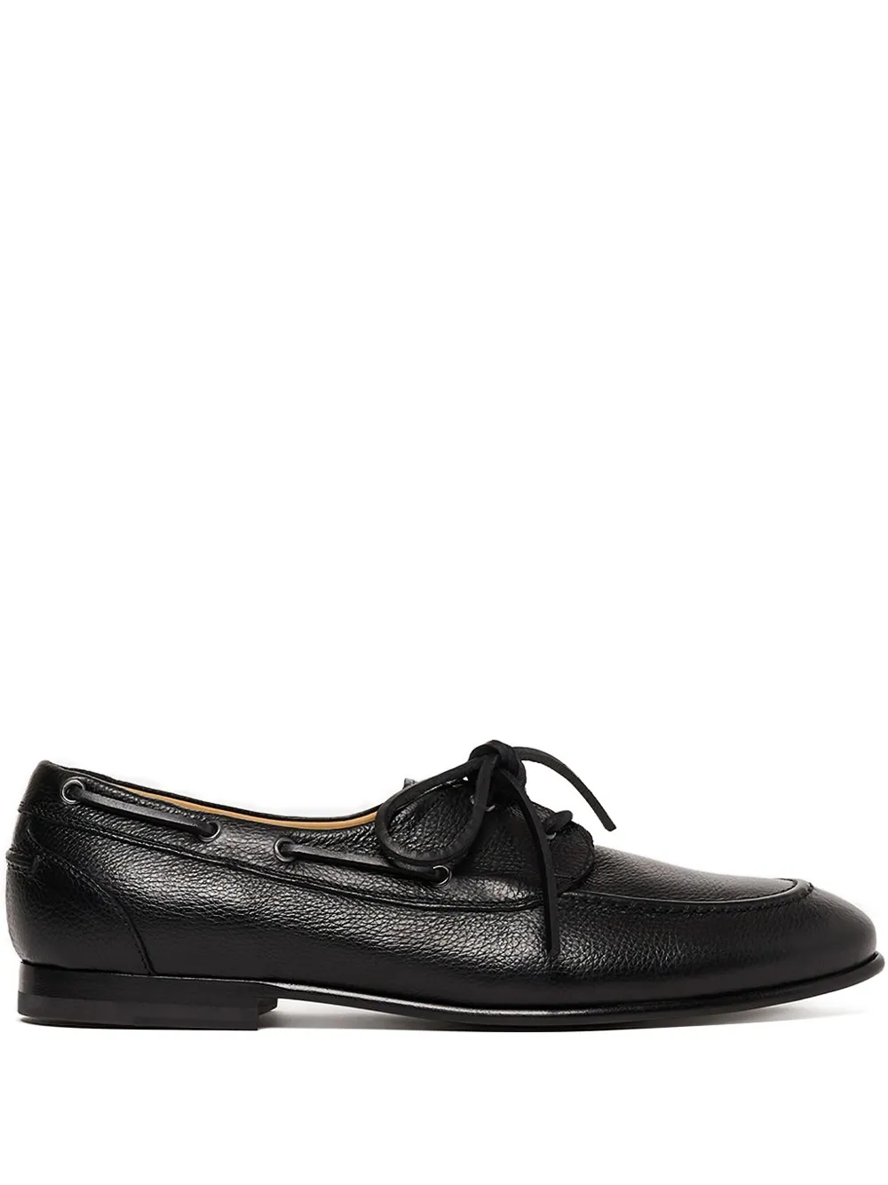 Scarosso Ginevro leather lace-up boat shoes Black