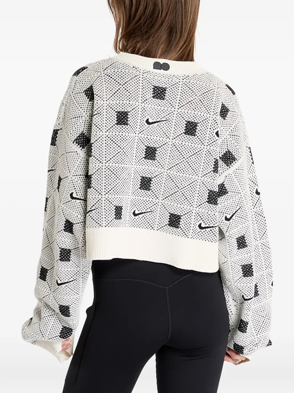 Nike Trui met geometrisch patroon en V-hals Wit