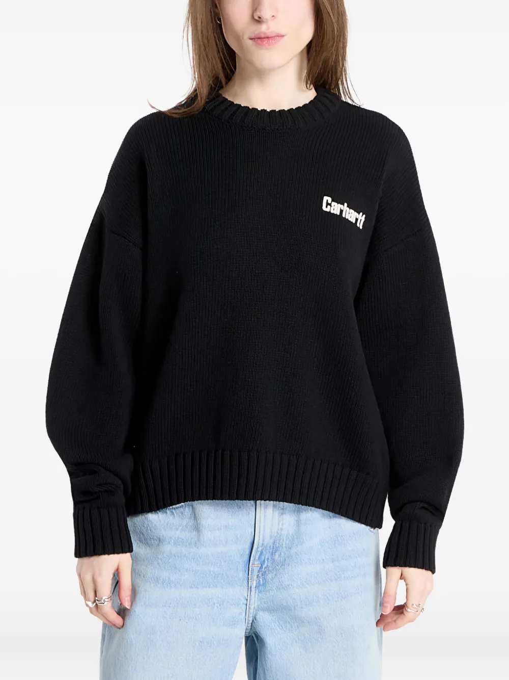 Carhartt WIP logo-detail heart-print sweater Zwart