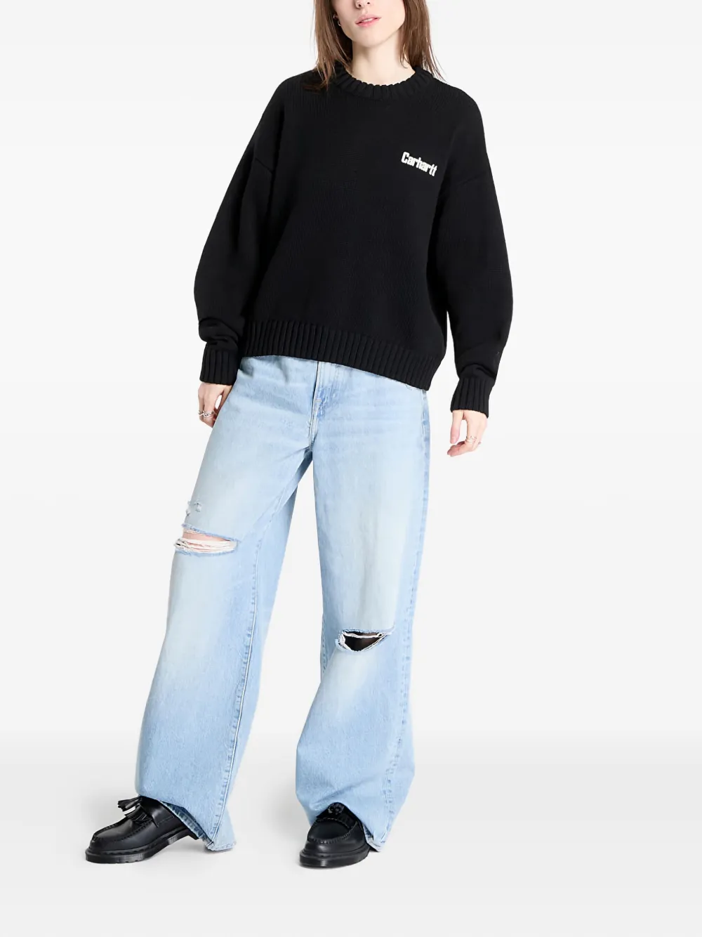 Carhartt WIP logo-detail heart-print sweater Zwart