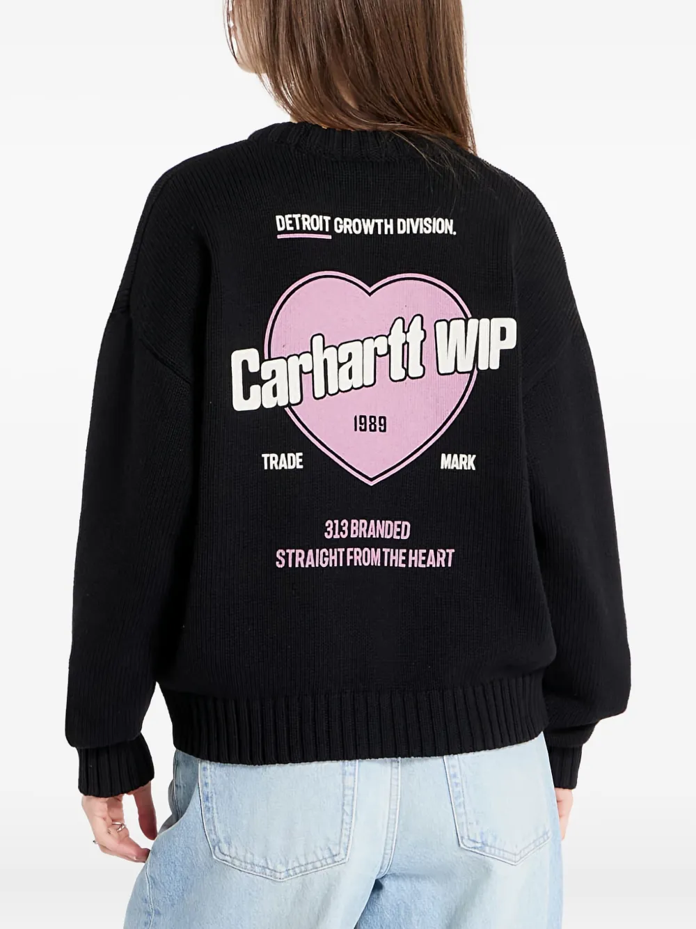 Carhartt WIP logo-detail heart-print sweater Zwart