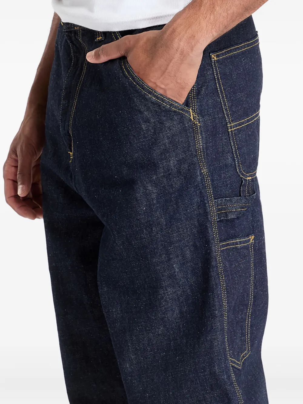 Carhartt Denim Trousers With Belt Loops In Blue