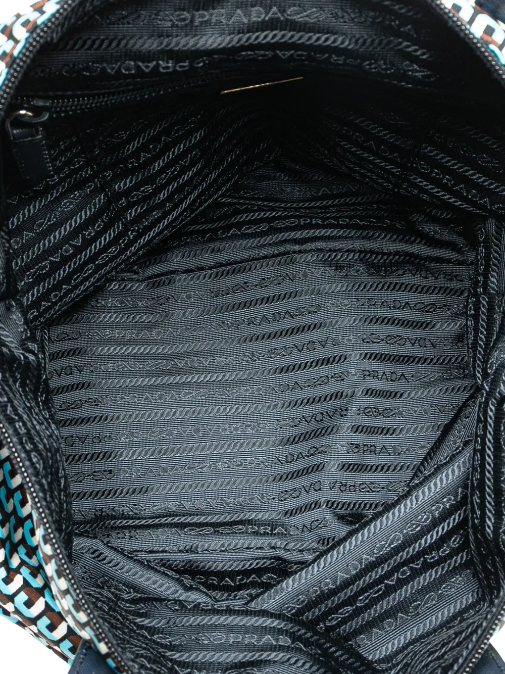 Pre-owned Prada 2013-2025 Tessuto Stampato Satchel In Blue