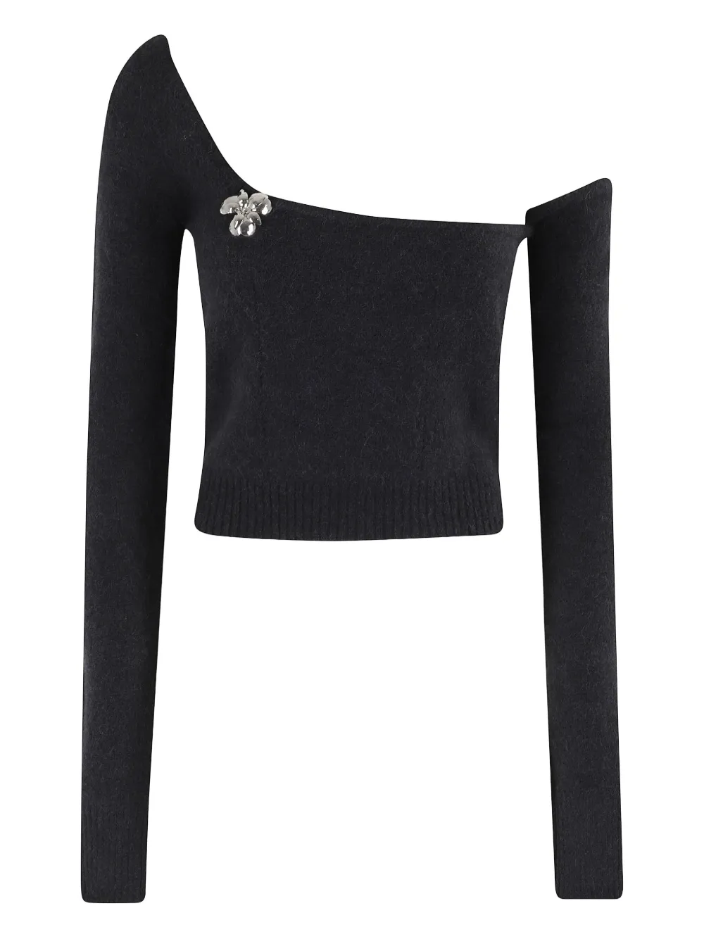Blumarine one-shoulder embellished top Zwart