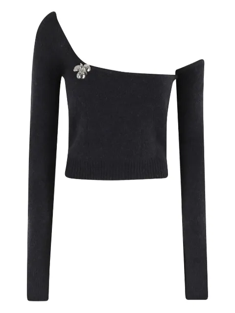 Blumarine one-shoulder embellished top