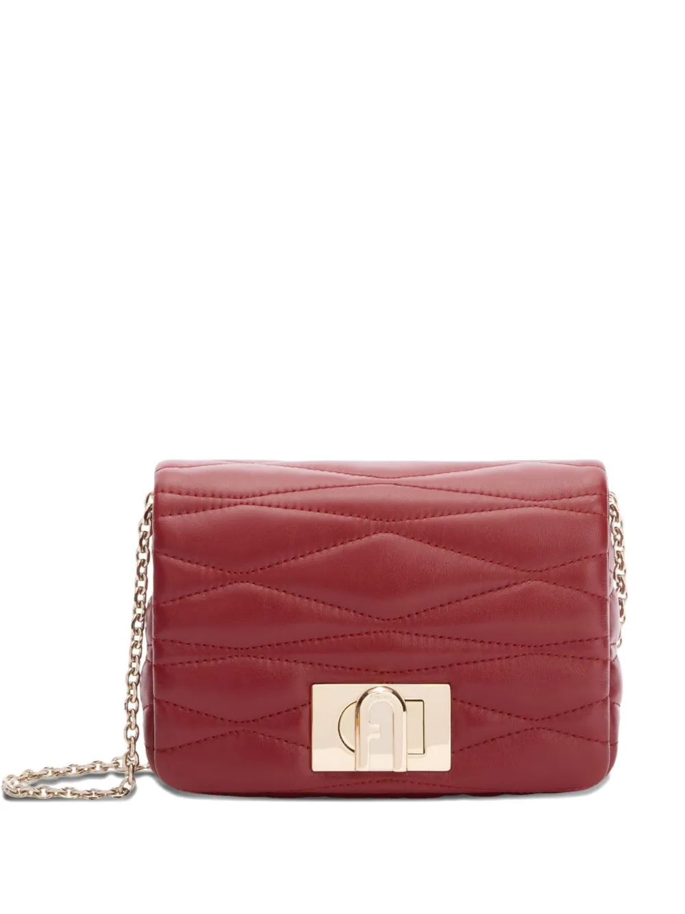 Furla Mini Mala Quilted Chain Cross Body Bag In Red