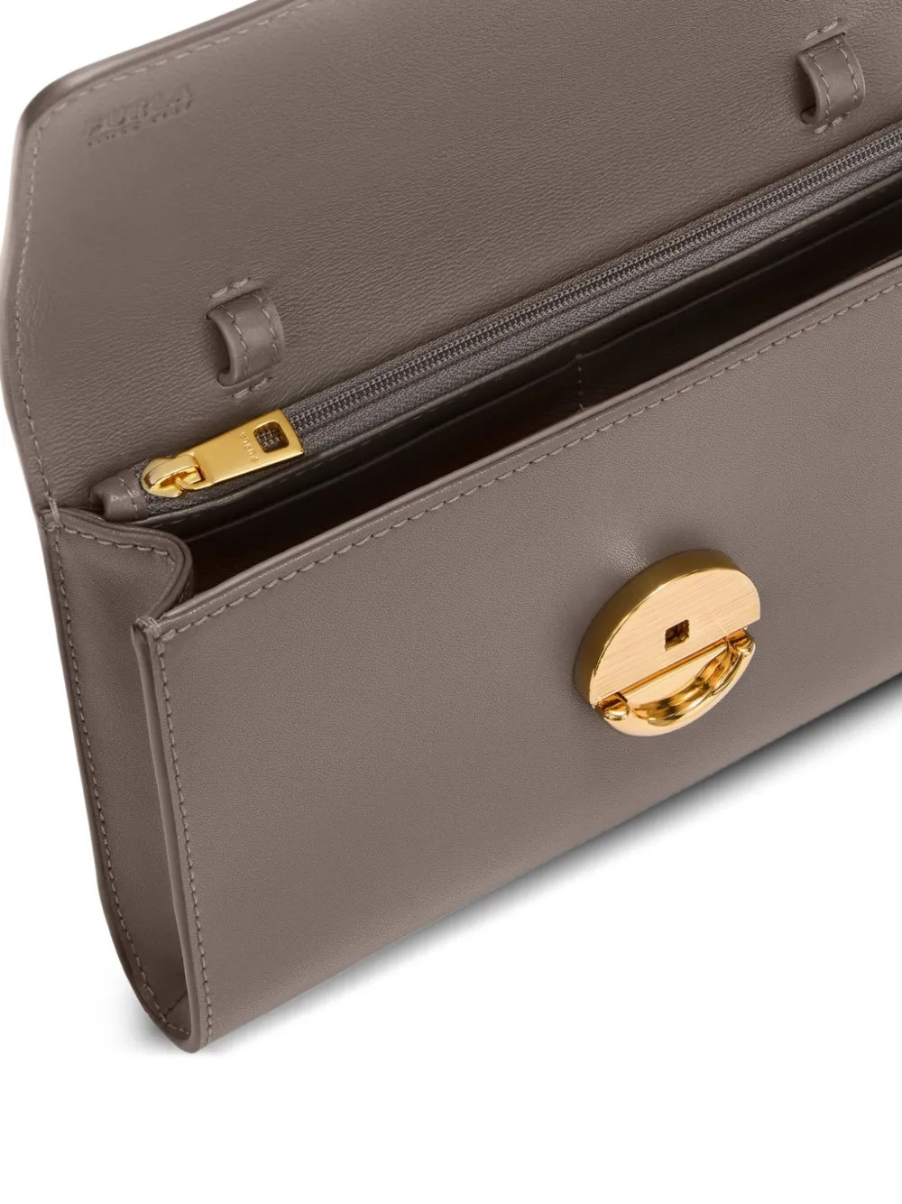 Furla Spherical-clasp Leather Mini Bag In Gray