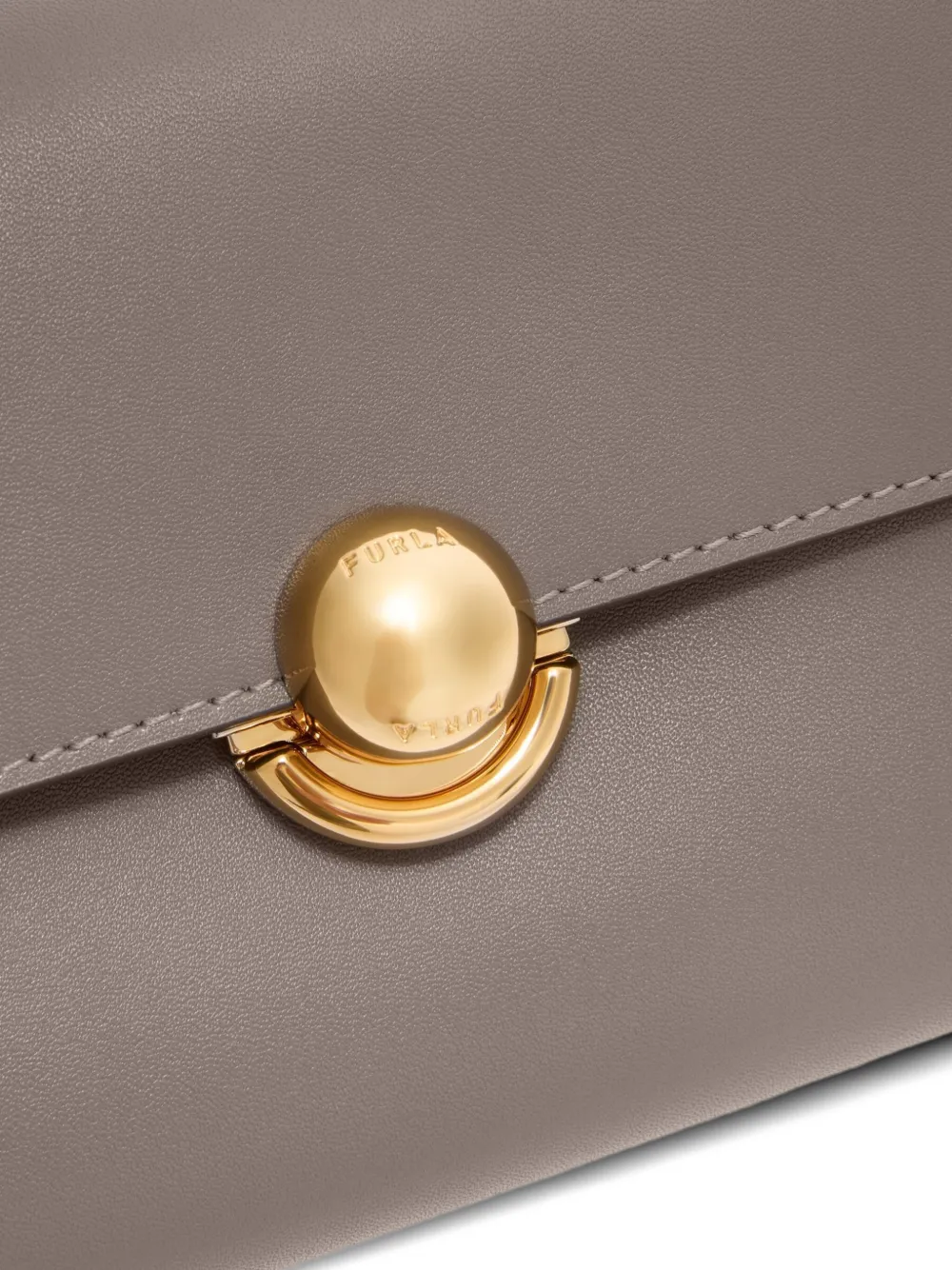 Furla Spherical-clasp Leather Mini Bag In Gray