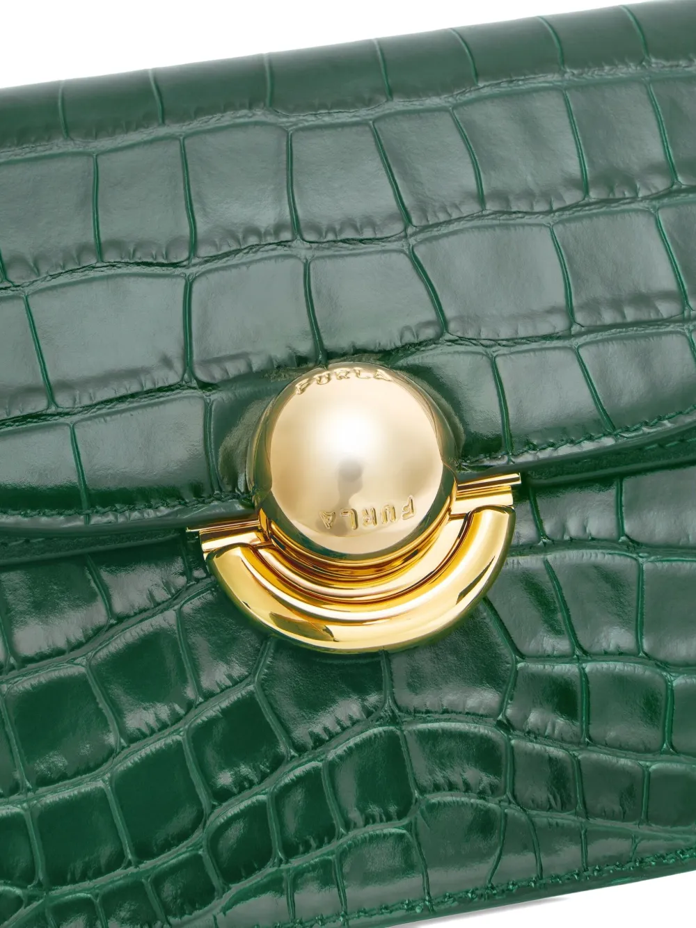 Furla Sfera Crocodile-effect Cross Body Bag In Green