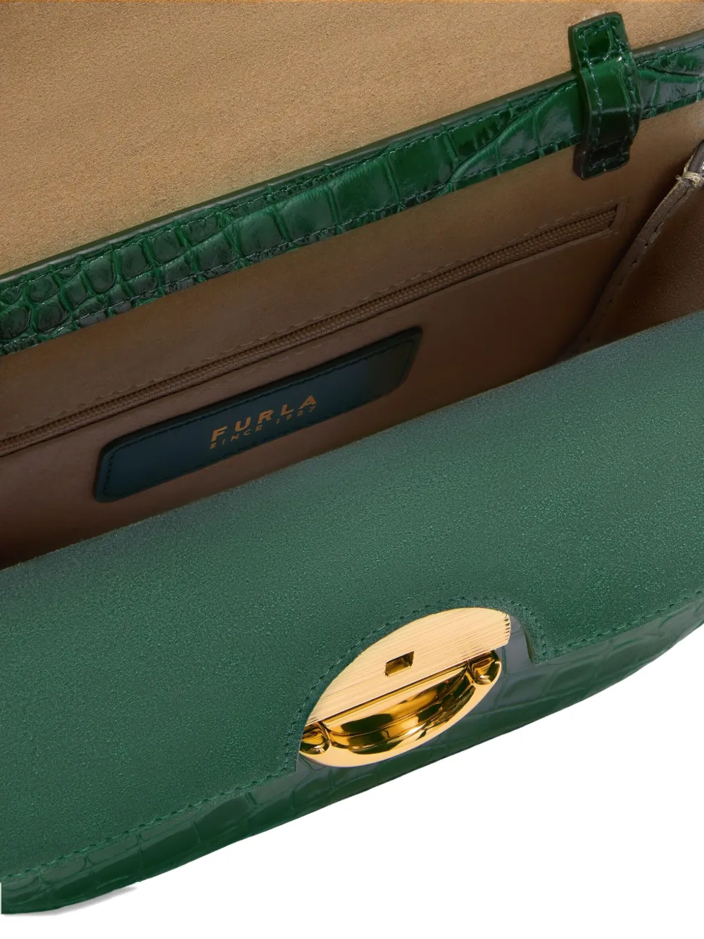 Furla Sfera Crocodile-effect Cross Body Bag In Green