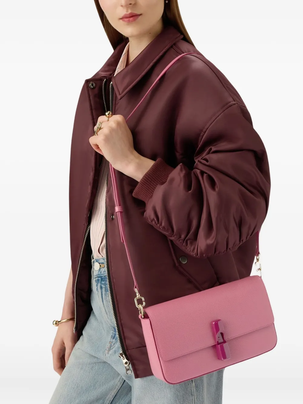 Furla Iride Flap-lock Bag In Pink