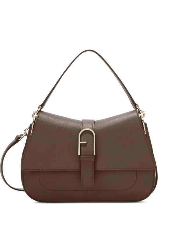 FURLA ブラウン レザー ショルダーバッグ Furla レザー サッチェルバッグ | ブラウン | FARFETCH JP